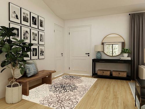 SUPERIOR Indoor Large Area Rug for Bedroom, Living/Dining Room, Entryway, Office, Farmhouse Aesthetic Floor Throw, Modern Floral Geometric Decor, Jute Backing, Leigh Collection, 5' x 8', Beige in Transitional Minimalistic Entryway
