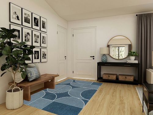 JONATHAN Y SCN104A-5 Nordby Geometric Arch Scandi Striped Indoor Area Rug, Contemporary, Coastal, Bohemian, Transitional for Bedroom,Kitchen,Living Room,Non Shedding,Easy-Washing, Blue, 5 X 8 in Transitional Minimalistic Entryway