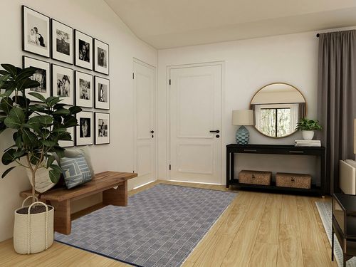 Home Conservatory Squares Handwoven Indoor/Outdoor Rug, 5 X 8 Feet, Blue/White Geometric Pattern in Transitional Minimalistic Entryway