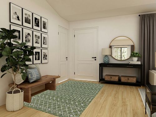 Unique Loom Outdoor Trellis Collection Area Rug - Tribal Trellis (5' 1" x 8' Rectangle, Green/ Natural) in Transitional Minimalistic Entryway