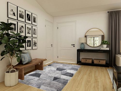 5x7 Contemporary are Rug in Grey - Blue for Living Room and Bedroom: Modern, Geometric Design, Non-Slip, Washable, Perfect for Dining Room, Big and Stylish Home Carpet, Ideal for Any Space in Transitional Minimalistic Entryway