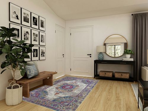 Leick Home 596114 Oryn Vintage Multicolor Medallion Boho Chic Living Room Bedroom Area Rug Rectangle 5'3" x 7'7" in Transitional Minimalistic Entryway