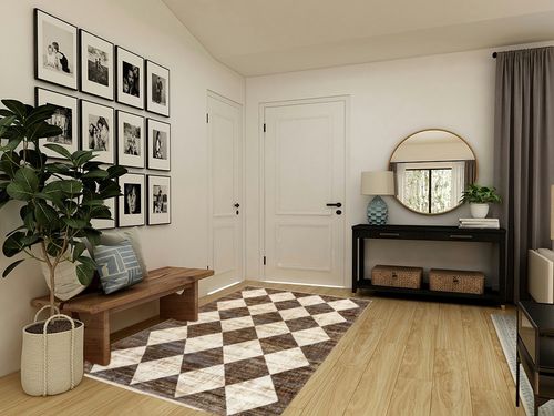 nuLOOM Meline Checkered Fringe Area Rug, 5x8, Beige in Transitional Minimalistic Entryway