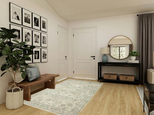 Loloi II Skye Collection SKY-14 NATURAL / SAGE, Traditional 5'-0" x 7'-6" Area Rug in Transitional Minimalistic Entryway