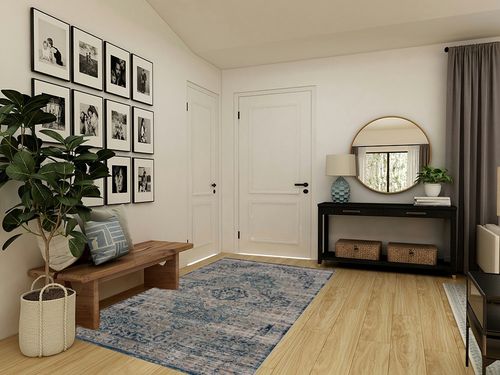 Bloom Rugs Traditional Blue Gray Area Rug - Vintage Boho 5x7 Rug for Living Room, Bedroom and Kitchen (5'3" x 7'6") in Transitional Minimalistic Entryway