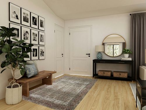 Loloi Amber Lewis x Loloi Georgie Collection GER-07 Moss/Salmon 5'-0" x 7'-6" Area Rug in Transitional Minimalistic Entryway