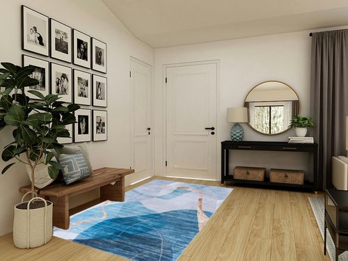 SAFAVIEH Tacoma Collection Area Rug - 5' x 8', Blue & Gold, Mid-Century Modern Design, Non-Shedding & Easy Care, Machine Washable Ideal for High Traffic Areas in Living Room, Bedroom (TAC836M) in Transitional Minimalistic Entryway