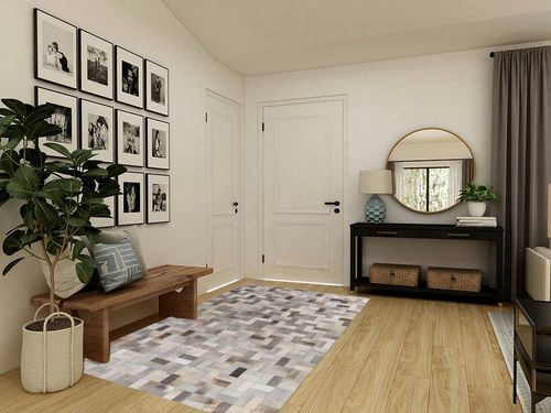 USA RUG Cowhide Grey Patchwork Home Decorative Living Room Area Rug Hand Made Cow Leather Hair (2.6x8' Runner) in Transitional Minimalistic Entryway