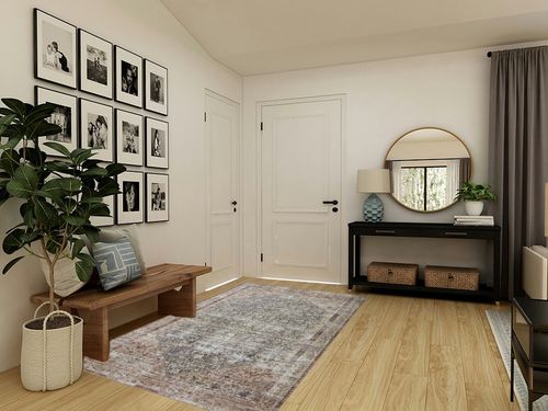 Loloi Amber Lewis x Loloi Georgie Collection GER-04 Teal/Antique 5'-0" x 7'-6" Area Rug in Transitional Minimalistic Entryway