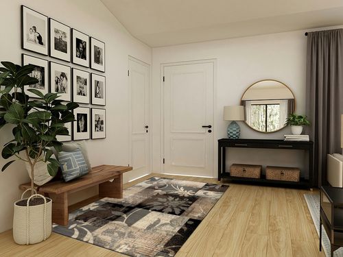 SUPERIOR Indoor Area Rug, Jute Backed, Perfect for Hallway, Entryway, Office, Living/Dining Room, Bedroom, Kitchen, Floor, Modern Floral Patchwork Decor, Pastiche Collection - 5ft x 8ft , Beige in Transitional Minimalistic Entryway