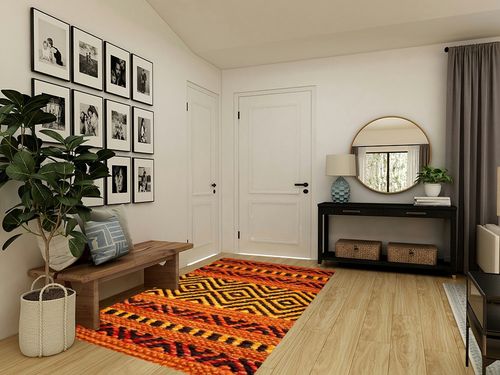 INDIA LIVING Indian Handmade Kilim Rug Moroccan Area Rug Washable Bedroom Rug Indoor Small Persian Living Room Office Carpet Decorative Rug, 5"x8", Orange in Transitional Minimalistic Entryway