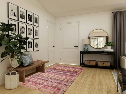 Loloi II Layla Collection LAY-15 Magenta/Multi, Traditional 5'-0" x 7'-6" Area Rug in Transitional Minimalistic Entryway