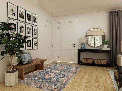 Loloi II Skye Collection SKY-10 SEA / RUST, Traditional 5'-0" x 7'-6" Area Rug in Transitional Minimalistic Entryway