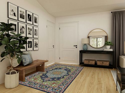 Kaleen Sunice Collection 5' x 7'6" Traditional Floral Area Rug ,Lime Green in Transitional Minimalistic Entryway