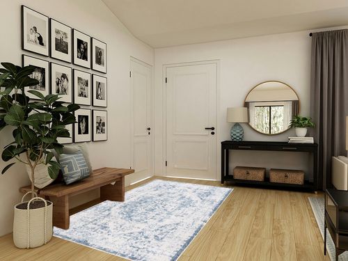 SAFAVIEH Baltimore Collection Area Rug - 5'3" x 7'6", Light Grey & Blue, Machine Washable, Shabby Chic Design, Ideal for Living Room, Bedroom, Dining Room (BAL850F-5) in Transitional Minimalistic Entryway