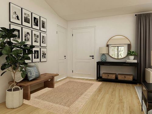 nuLOOM Asha Simple Border Indoor/Outdoor Area Rug, 5' x 8', Light Brown in Transitional Minimalistic Entryway