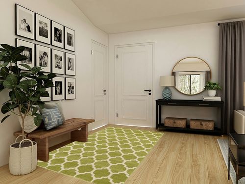 Unique Loom Trellis Collection Area Rug - Philadelphia (5' 1" x 8' Rectangle, Light Green/ Beige) in Transitional Minimalistic Entryway
