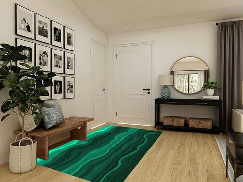 Art Deco Soft Wool Luxury Marble Pattern Emerald Green Area Rug 6x9 Modern Contemporary Abstract Rug for Living Room Bedroom Dining Room Farmhouse Office Floor Carpet Mat in Transitional Minimalistic Entryway