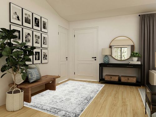 Unique Loom Sofia Collection Area Rug - Casino (5' 3" x 8' Rectangle, Gray/ Beige) in Transitional Minimalistic Entryway