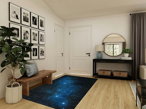 Mohawk Home Kids Playroom Boys Area Rug, Interstellar Blue (5' x 8') in Transitional Minimalistic Entryway