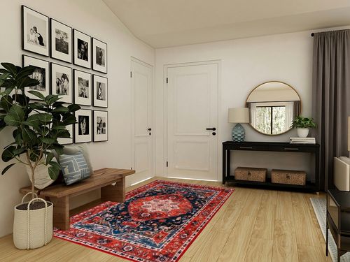 ULTSOFE Area Rugs for Living Room, 5x8 Bedroom Rug, Soft Large Rug Vintage Rug Floor Print Red Accent Rug for Kitchen Dining Room Nursery Home Office, Throw Rug Non-Shedding Washable Rug in Transitional Minimalistic Entryway