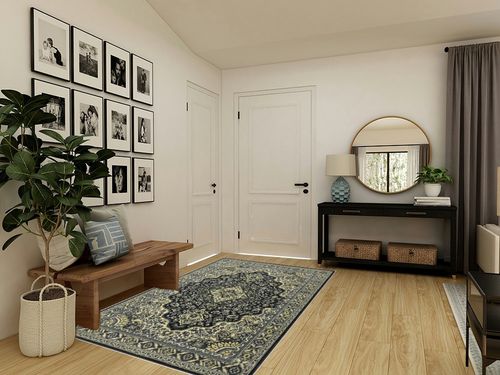 GlowSol Area Rugs 5x8 Persian Vintage Area Rug Large Bedroom Rug Non-Slip Traditional Living Room Rug, Non-Shedding Distressed Medallion Dining Mat Indoor Carpet for Office Entry, Gray 5x8 in Transitional Minimalistic Entryway