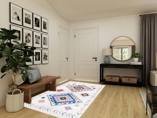 nuLOOM Marj Southwestern Kids Machine Washable Area Rug, 5x8, White Multi in Transitional Minimalistic Entryway