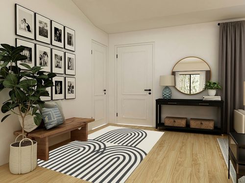 Black and White Washable Wool Area Rug 5x8 Minimalist Modern Abstract Rug for Livingroom Bedroom Diningroom Chic Boho Home Office Kitchen Floor Carpet in Transitional Minimalistic Entryway