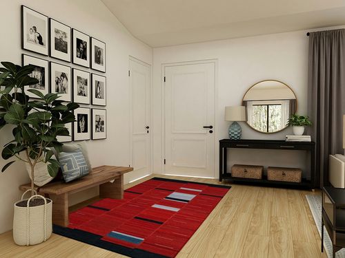 SAFAVIEH Kilim Collection Area Rug - 5' x 8', Red, Handmade Flat Weave Wool, Ideal for High Traffic Areas in Living Room, Bedroom (KLM814A) in Transitional Minimalistic Entryway
