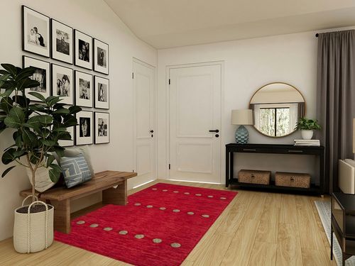 SAFAVIEH Himalaya Collection Area Rug - 5' x 8', Red, Handmade Wool, Ideal for High Traffic Areas in Living Room, Bedroom (HIM590Q) in Transitional Minimalistic Entryway