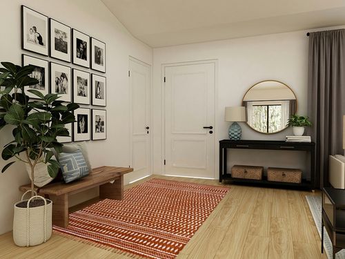 CASAVANI Area Rug 5x8 Kilim Rug Handmade Boho Rug Geometric Rug Red Beige Cotton Area Rug Easy Washable Rug Flatweave Rugs for Small Bedroom Rug Living Room Kitchen Bathroom Laundry Room in Transitional Minimalistic Entryway