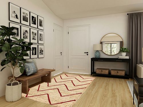 CASAVANI Collection Rectangular Area Rug - 5x8 Feet Red Braided Jute Rug Geometric Kilim Rug Indoor Outdoor Use Carpet Flatweave Rugs for Bedroom Dining Room Living Room in Transitional Minimalistic Entryway