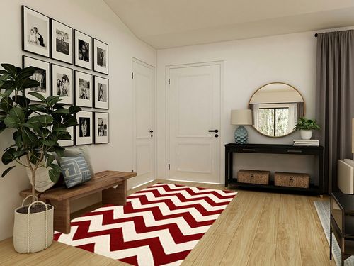 SAFAVIEH Chatham Collection Area Rug - 5' x 8', Red & Ivory, Handmade Chevron Wool, Ideal for High Traffic Areas in Living Room, Bedroom (CHT715G) in Transitional Minimalistic Entryway