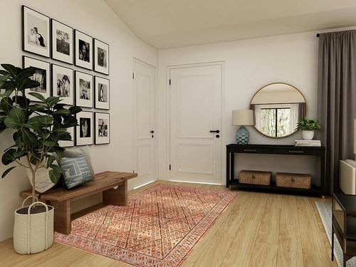 Rugs USA x Prabal Gurung Bagmati Machine Washable Area Rug, 5x8, Orange in Transitional Minimalistic Entryway