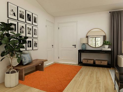 CASAVANI Indian Artisans Hand Braided Rug Area Rug Kilim Rug 5x8 Jute Rug Natural Jute Rug Geometric Pattern Orange Hand Woven Rug Flatweave Rug Indoor Outdoor Rugs for Bedroom Living Room in Transitional Minimalistic Entryway