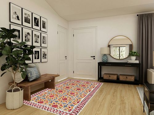 SAFAVIEH Aspen Collection Area Rug - 5' x 8', Red & Yellow, Handmade Boho Wool, Ideal for High Traffic Areas in Living Room, Bedroom (APN149Q) in Transitional Minimalistic Entryway