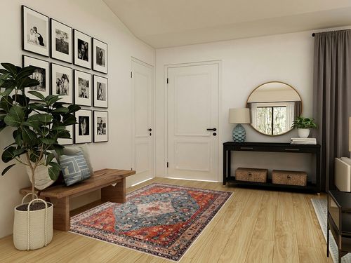 Lahome Boho Tribal Area Rug in Transitional Minimalistic Entryway