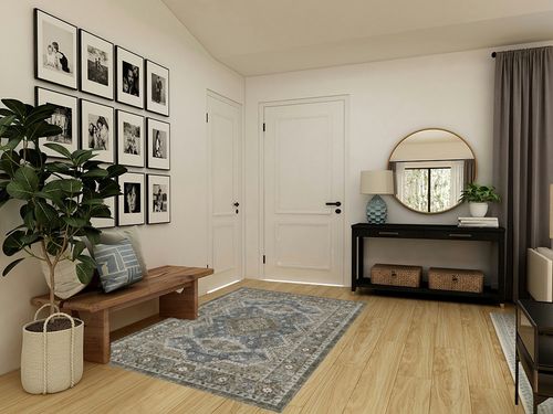 Stain Resistant Washable Rug in Transitional Minimalistic Entryway