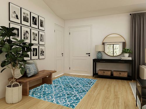 Wonnitar Moroccan Machine Washable Area Rug in Transitional Minimalistic Entryway