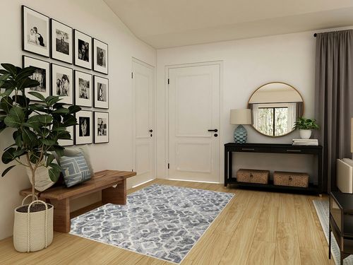 Wonnitar Moroccan Machine Washable Large Area Rug in Transitional Minimalistic Entryway