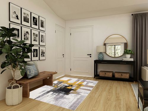 Gold Modern Stain Resistant Living Room Area Rug in Transitional Minimalistic Entryway