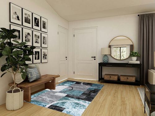 Grey Modern Washable,Stain Resistant Kitchen, Bedroom, Living Room, Home Office, Dining Room Area Rug in Transitional Minimalistic Entryway