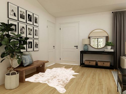 nuLOOM Iraida Contemporary Faux Cowhide Area Rug, 5' x 6' 7", Off-white in Transitional Minimalistic Entryway