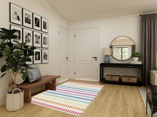 Gap Home Kids Ombre Lines Area Rug, Rainbow, 5'2"x7' in Transitional Minimalistic Entryway