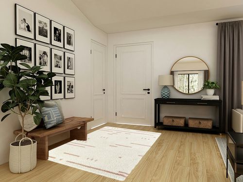 Geometric Cream/Pink Area Rug Dakota Fields Rug Size: Rectangle 5'3" x 7' in Transitional Minimalistic Entryway