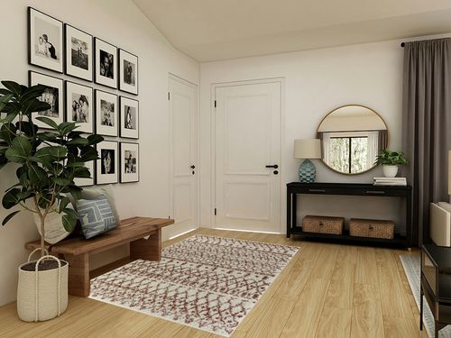 Geometric Cream/Orange Area Rug Dakota Fields Rug Size: Rectangle 5'3" x 7' in Transitional Minimalistic Entryway