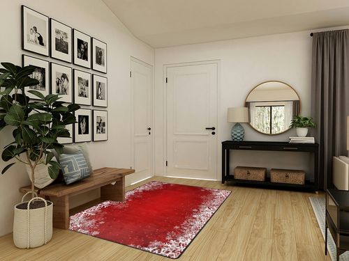 ALAZA Red Christmas Area Rugs 5x7, Snowflake Area Rugs for Living Room Bedroom, Large Area Rugs Red Christmas Snowflake Abstract 44034 in Transitional Minimalistic Entryway