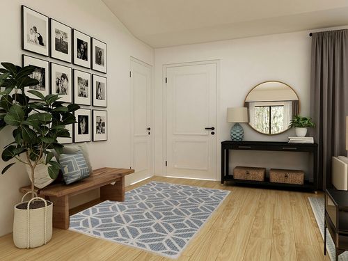 Rugshop Contemporary Geometric Design for Patio Rugs,Deck Rugs,Balcony Rugs Indoor/Outdoor Area Rug 5' x 7' Blue in Transitional Minimalistic Entryway