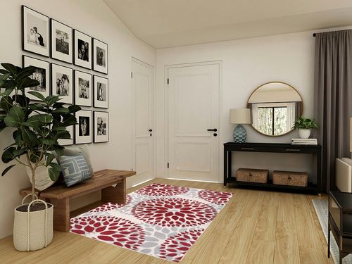 Rugshop Modern Floral Circles Design for Living Room,Bedroom,Home Office,Kitchen Non Shedding Area Rug 5' x 7' Red in Transitional Minimalistic Entryway