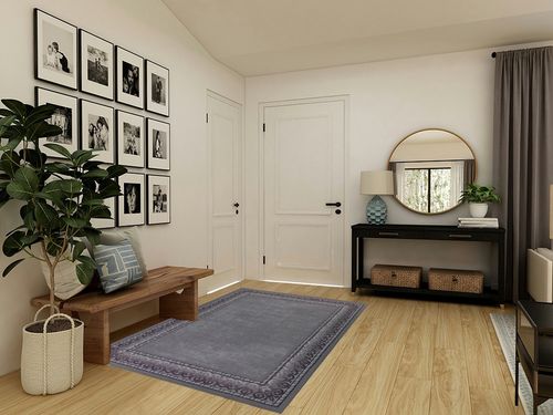 Antep Rugs Alfombras Bordered Modern 5x7 Non-Slip (Non-Skid) Low Pile Rubber Backing Indoor Area Rug (Gray, 5' x 7') in Transitional Minimalistic Entryway